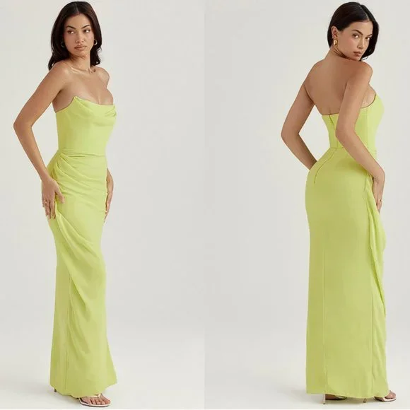 House of CB Adrienne Lime Green Strapless Dress NWOT - Picture 3 of 9